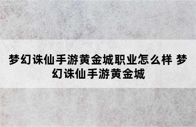 梦幻诛仙手游黄金城职业怎么样 梦幻诛仙手游黄金城